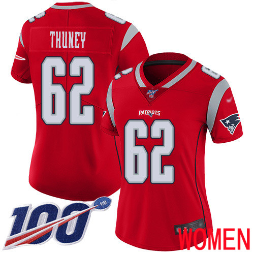New England Patriots Football #62 100th Season Inverted Limited Red Women Joe Thuney NFL Jersey->youth nfl jersey->Youth Jersey
